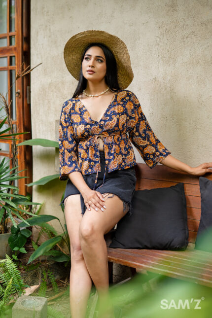 Boho Blue Peplum Top