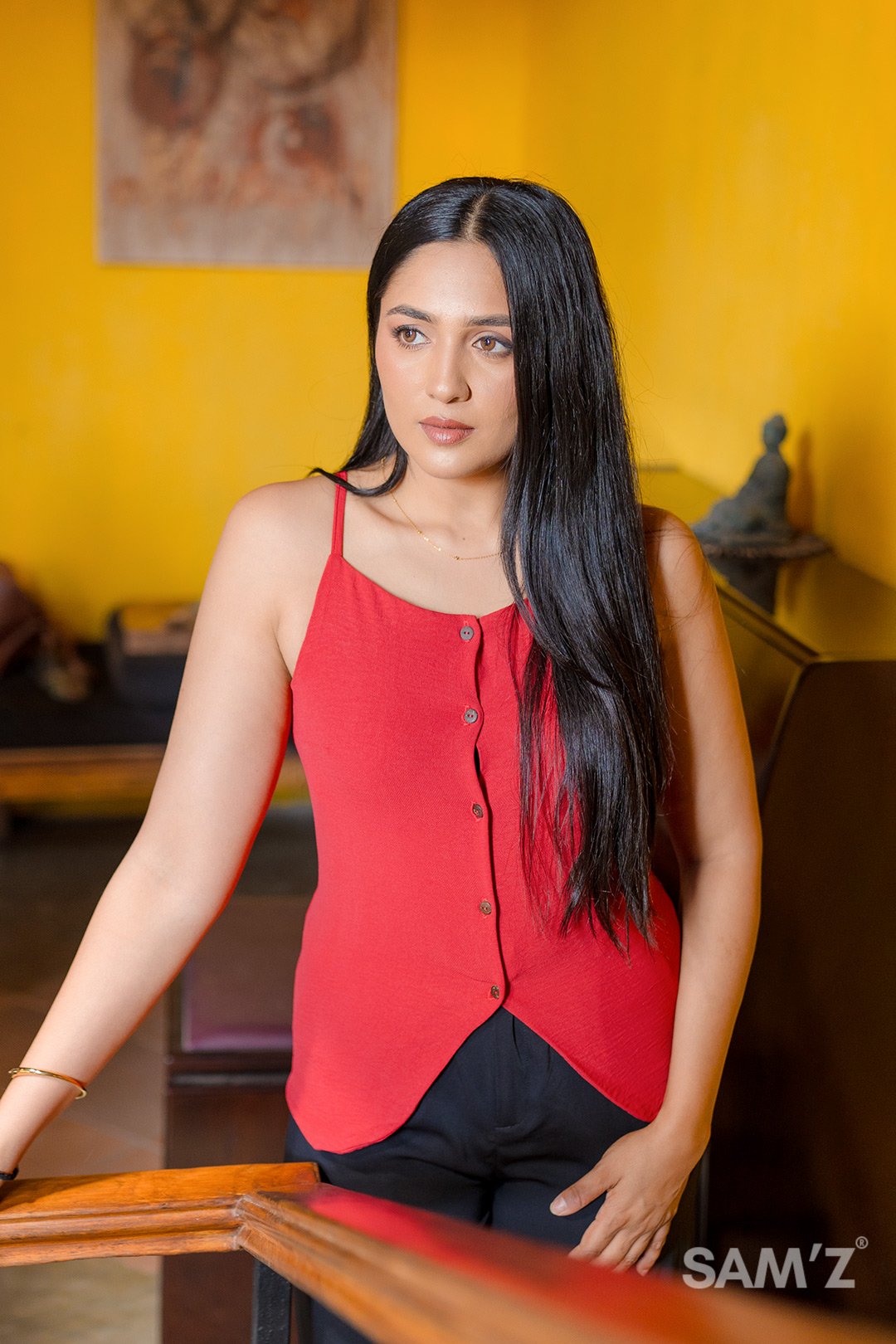 IMG_1952 Rose Button Up Top - Image 1