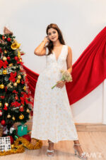 White & Yellow Floral Dress - Image 4