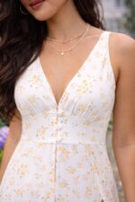 White & Yellow Floral Dress - Image 2