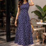 Blue Dotted A-Line Dress
