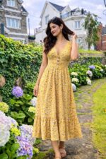 Yellow Ditsy Floral Dress