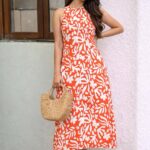 Red Floral A-Line Dress